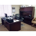 Dark Mahogany Executive U / C Suite Desk with Overhead